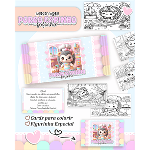 Arquivo Card de Colorir Porco espinho fofinho- PAMELLA