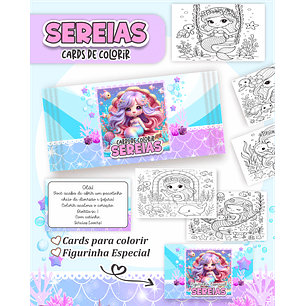 Arquivo Card de Colorir Sereias- PAMELLA