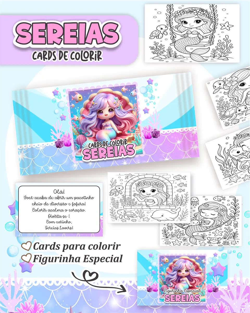 Arquivo Card de Colorir Sereias- PAMELLA 1