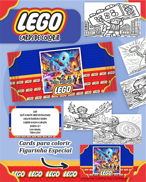 Arquivo Card de Colorir Lego - PAMELLA