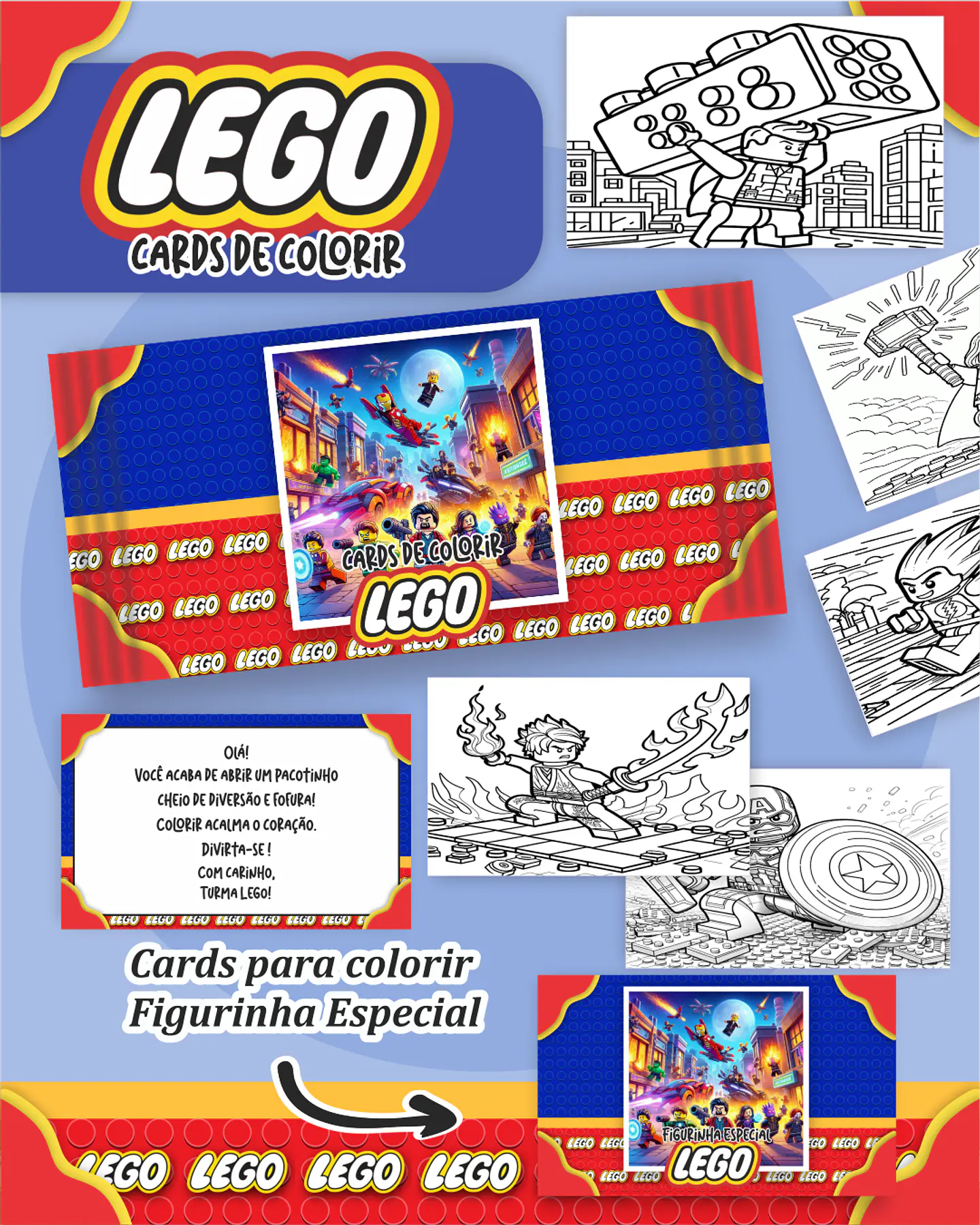 Arquivo Card de Colorir Lego - PAMELLA 1