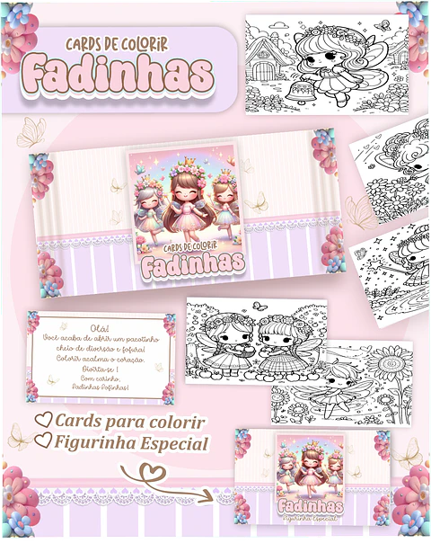 Arquivo Card de Colorir Fadinhas - PAMELLA