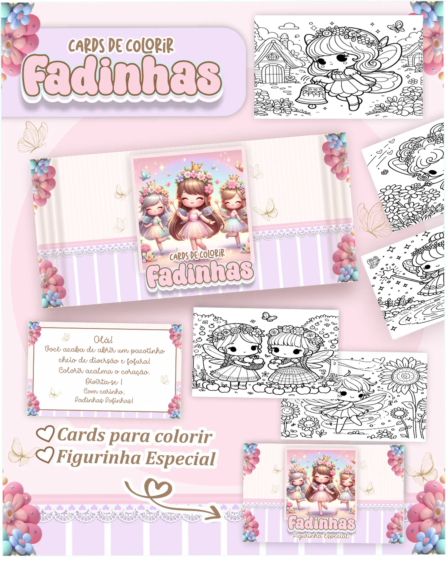 Arquivo Card de Colorir Fadinhas - PAMELLA 1