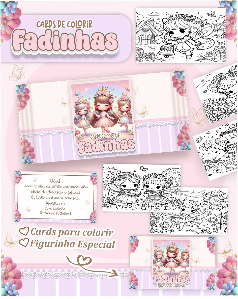 Arquivo Card de Colorir Fadinhas - PAMELLA 1