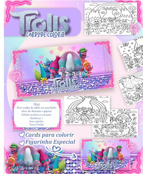 Arquivo Card de Colorir Trolls - PAMELLA