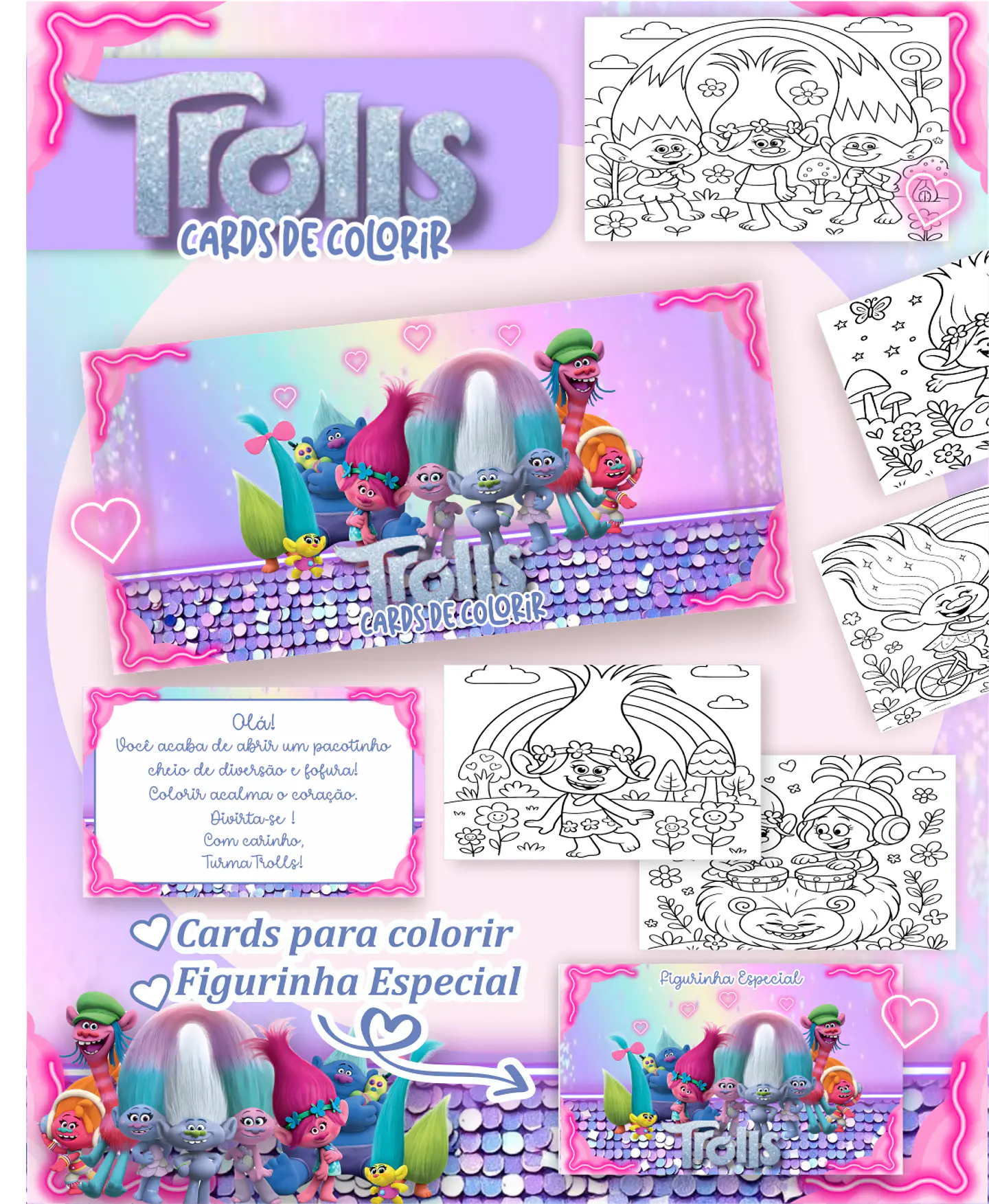 Arquivo Card de Colorir Trolls - PAMELLA 1
