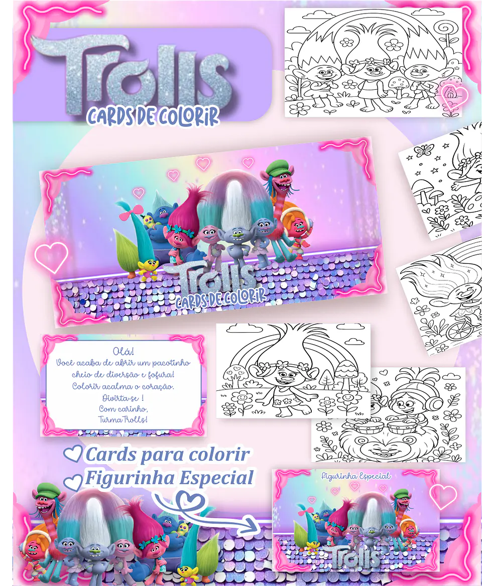 Arquivo Card de Colorir Trolls - PAMELLA 1