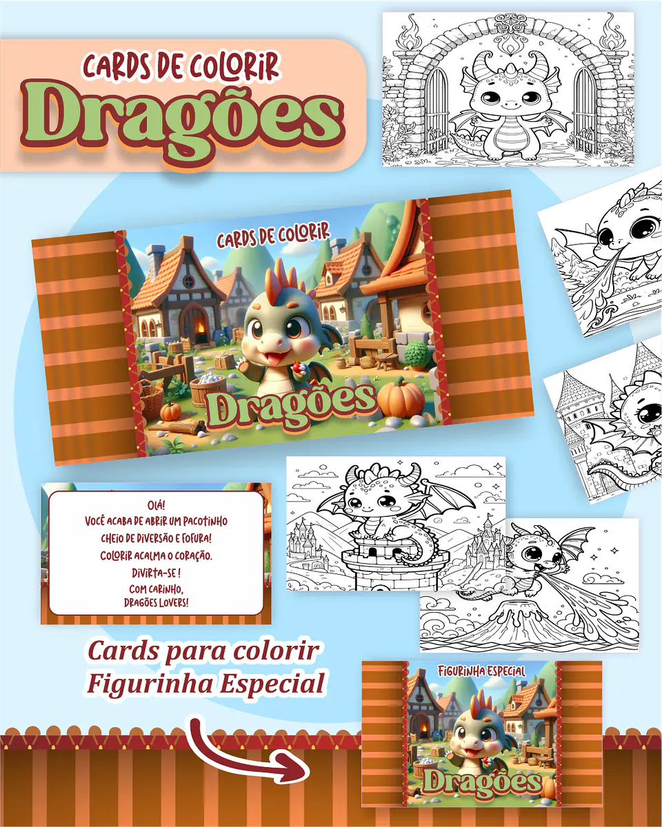 Arquivo Card de Colorir Dragões - PAMELLA 1