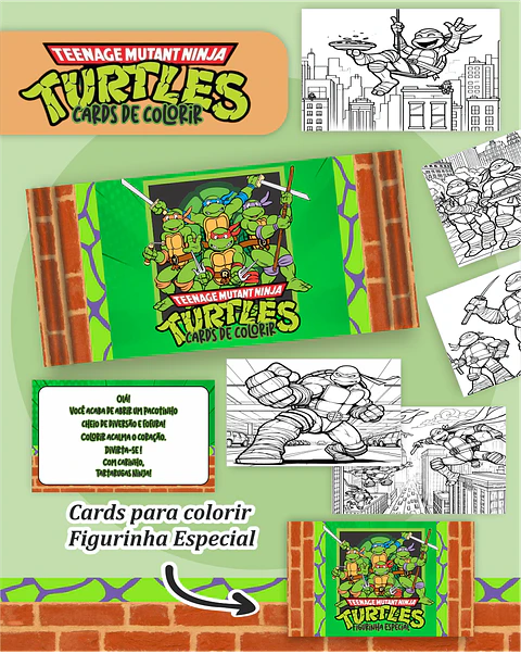Arquivo Card de Colorir Tartarugas ninjas - PAMELLA