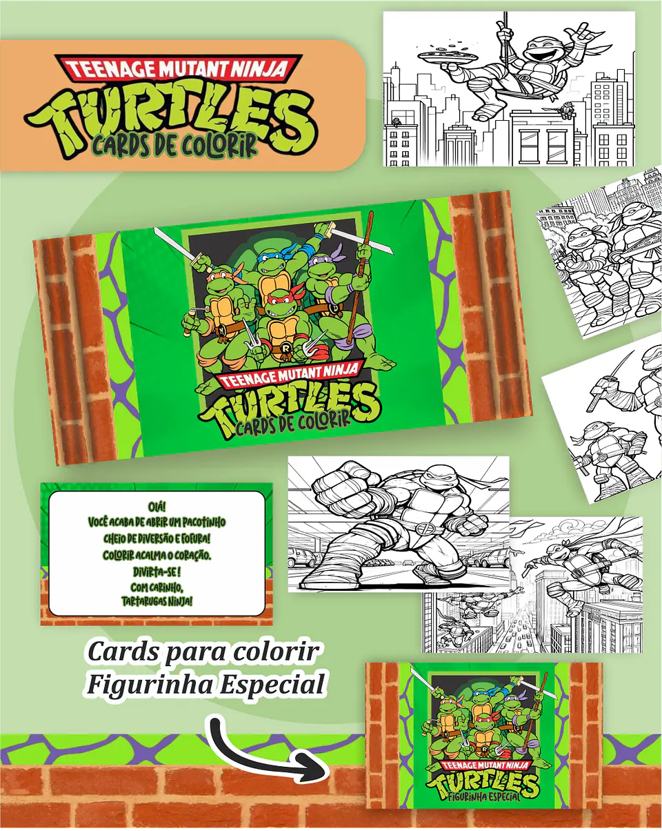 Arquivo Card de Colorir Tartarugas ninjas - PAMELLA 1