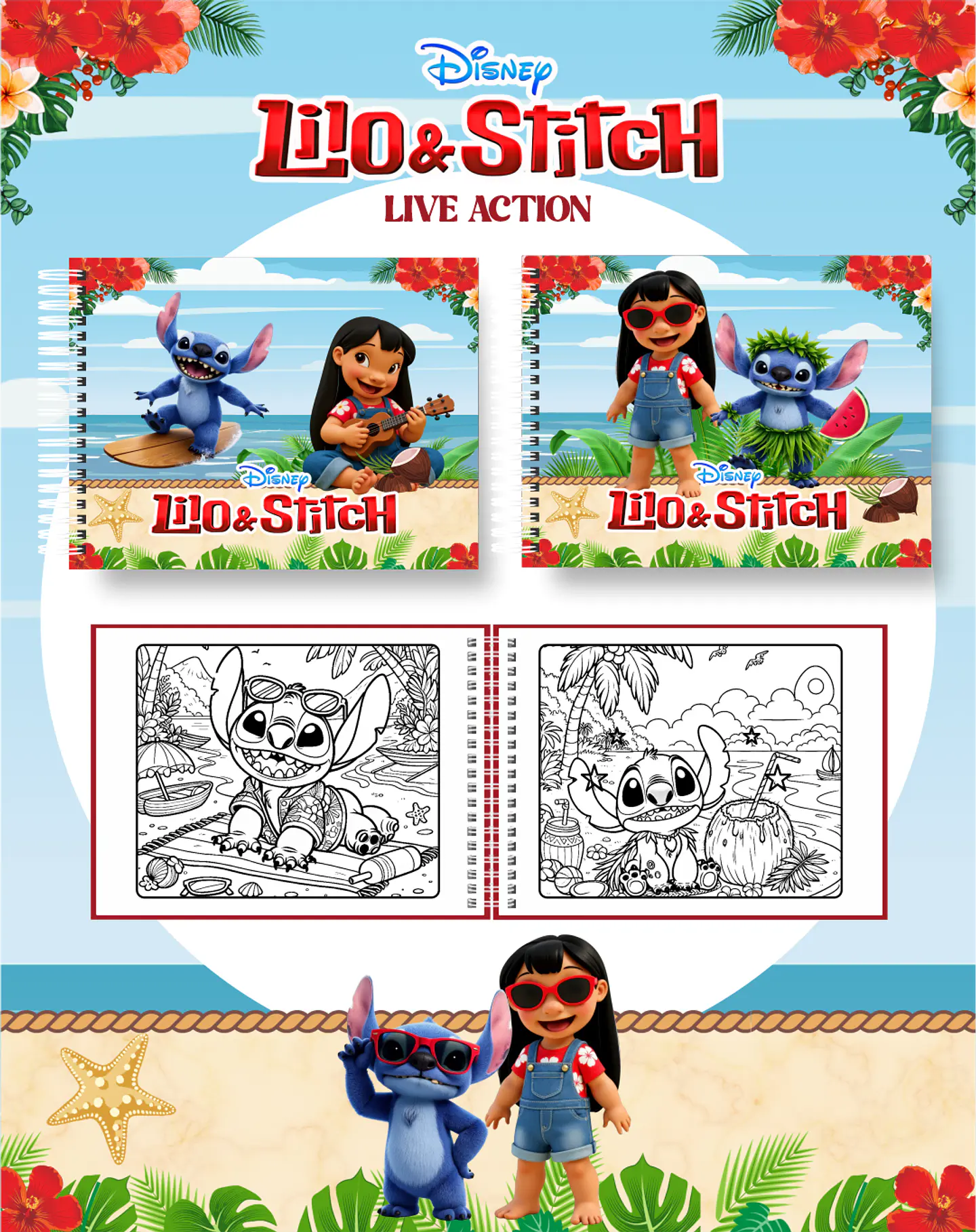 Arquivo Livro de Colorir LILO E STITCH LIVE ACTION - PAMELLA 1
