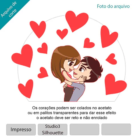 Arquivo Topo de Bolo Dia dos Namorados - Namorados acetato com corações