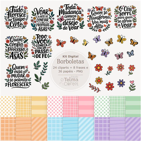 Kit Digital Borboletas e Frases - TELMA CONTEL