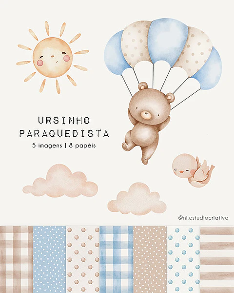 Kit Digital Ursinho Paraquedista - NI ESTUDIO