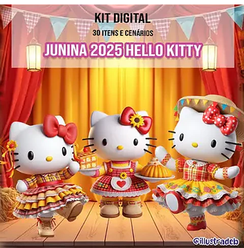 Kit Digital Festa Junina Hello Kit - ILUSTRADEB