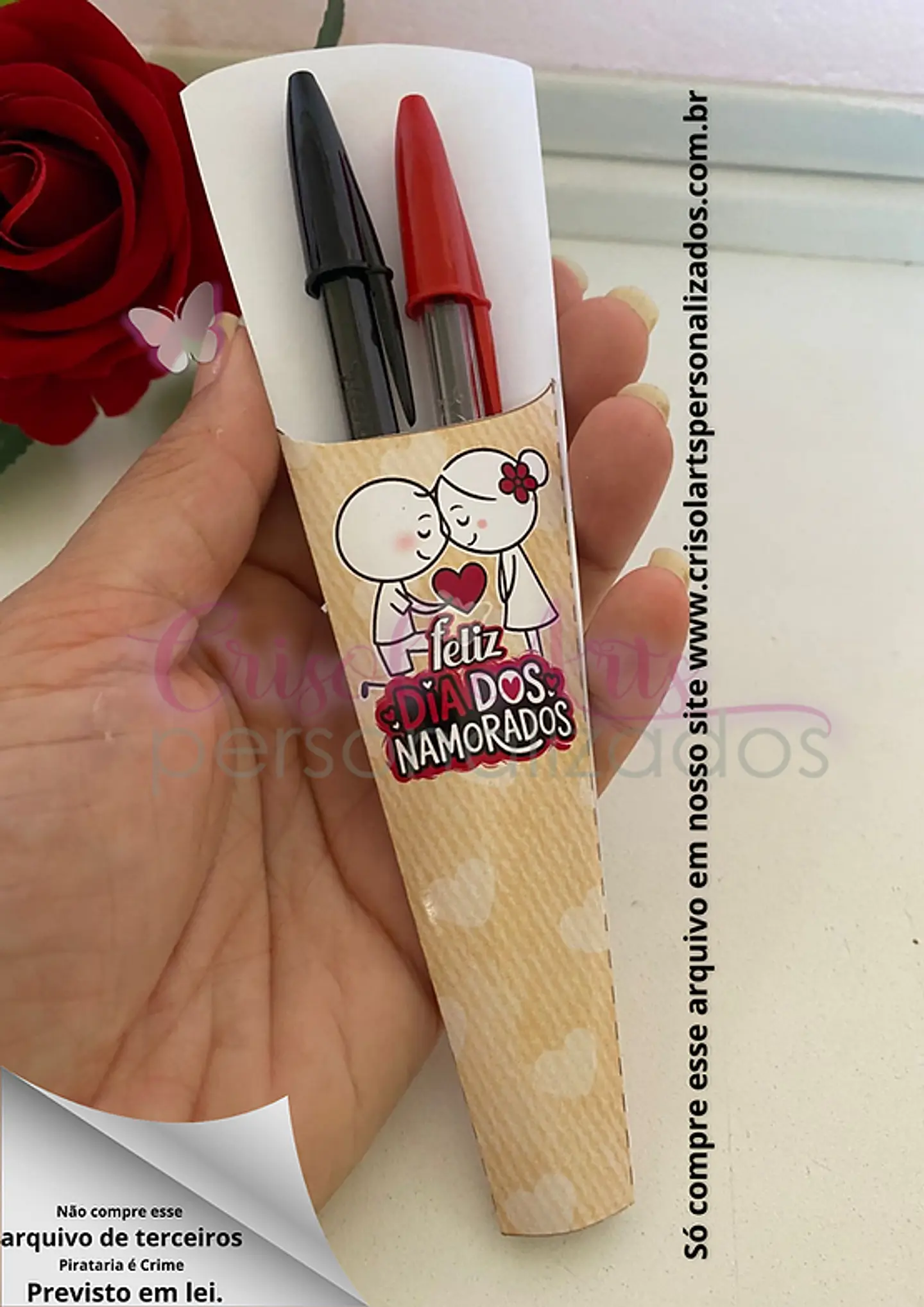 Arquivo Dia dos Namorados Card Cone Pirulito ou Caneta - Crisol Arts 1