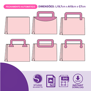 Arquivo de Corte Sacolinha Horizontal Fundo Automático - Criar Bv