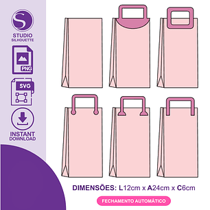 Arquivo de Corte Sacolinha Vertical Fundo Automático - Criar Bv