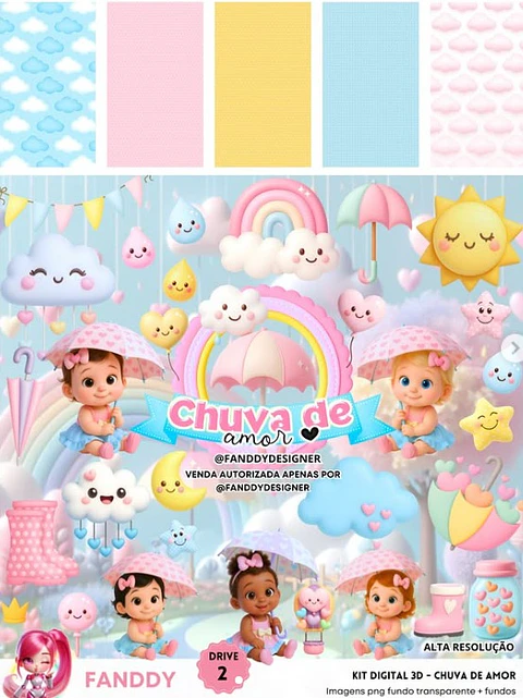 Kit Digital Chuva de Amor - Fanddy