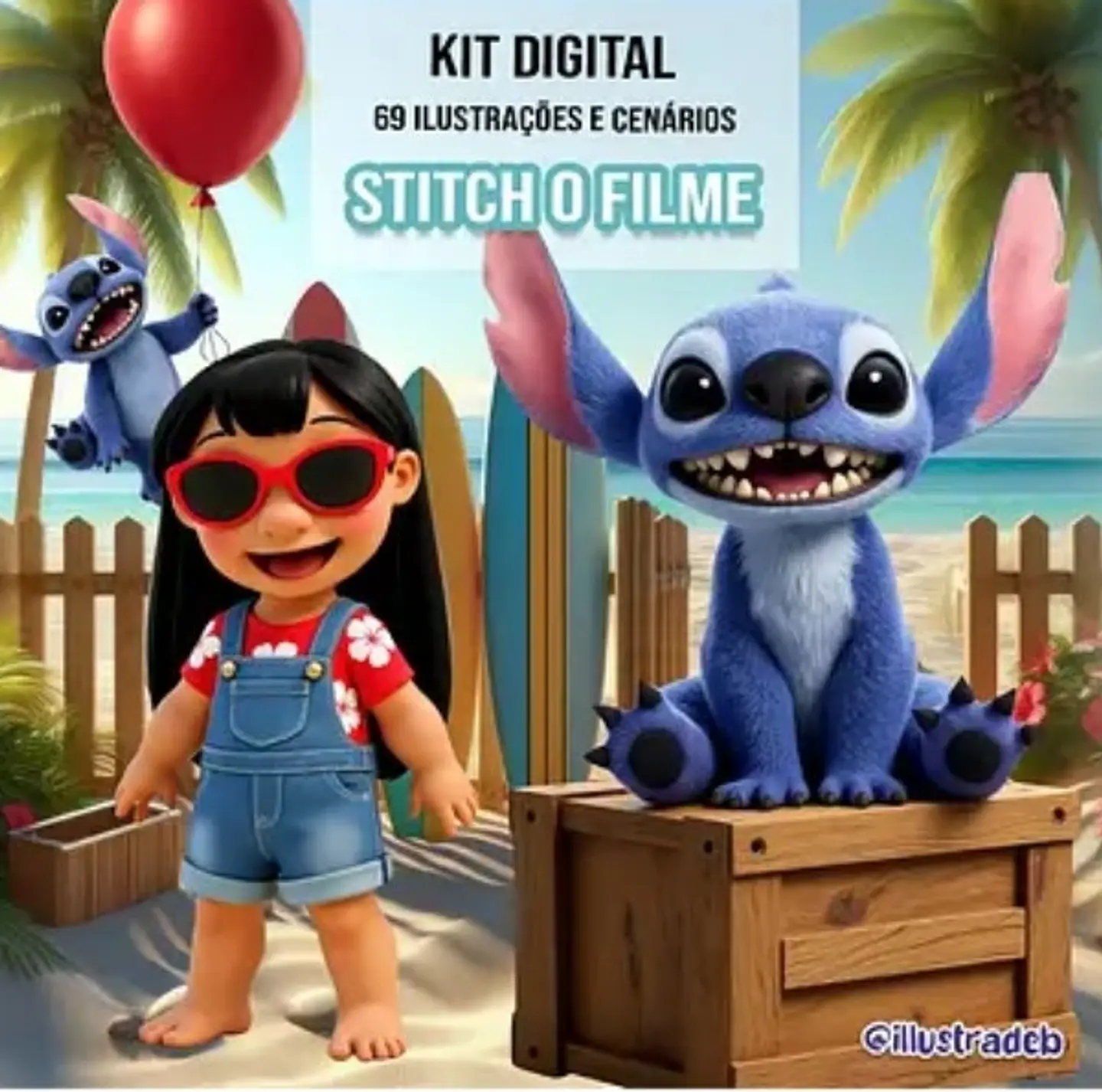 Kit Digital Stitch O Filme - Ilustradeb 1