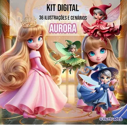 Kit Digital Aurora Bela Adormecida - Ilustradeb