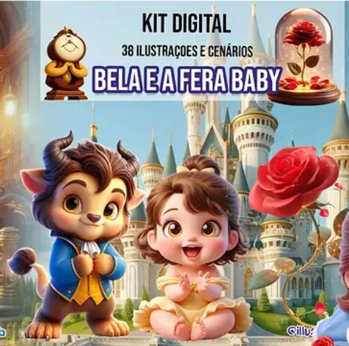 Kit Digital A Bela e a Fera Baby - Ilustradeb 1