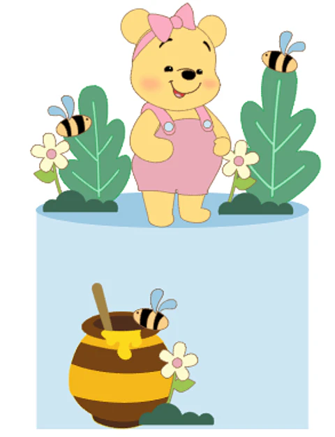 Arquivo Topo de Bolo Ursinho Pooh Menina - Bruna Personalizados