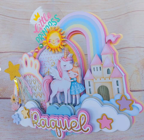 Arquivo Topo de Bolo Castelo do Unicórnio e Princesa