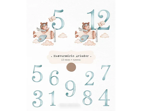 Kit Digital Aviador Mêsversário - Ni Estúdio