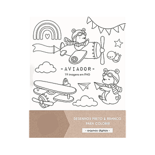 Kit Digital Aviador Preto e Branco - Ni Estúdio