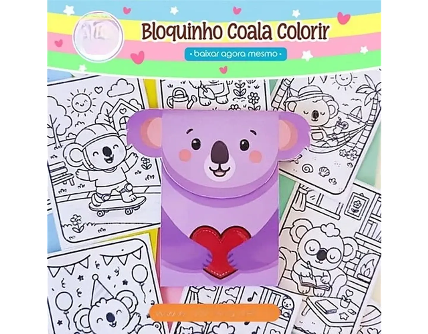 Arquivo Bloquinho Coala para Colorir - Art Ideia 1