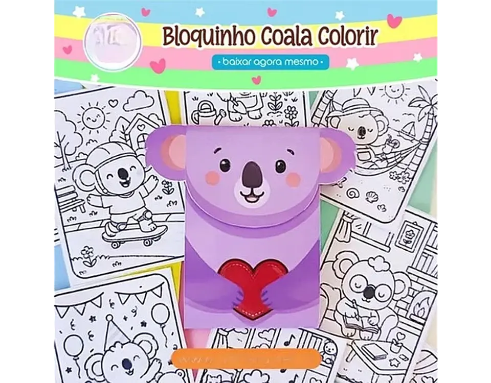 Arquivo Bloquinho Coala para Colorir - Art Ideia 1