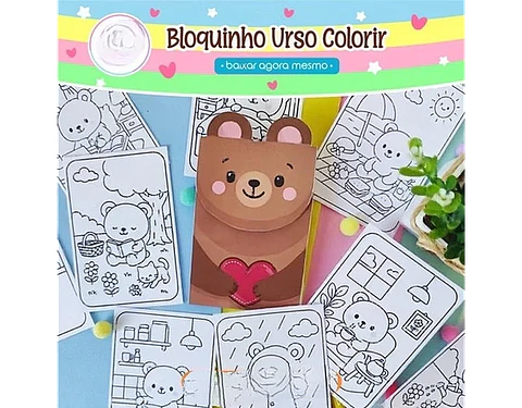 Arquivo Bloquinho Urso para Colorir - Art Ideia