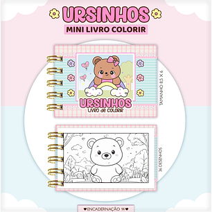 Arquivo Mini Livrinho de Colorir Ursinhas - Lina