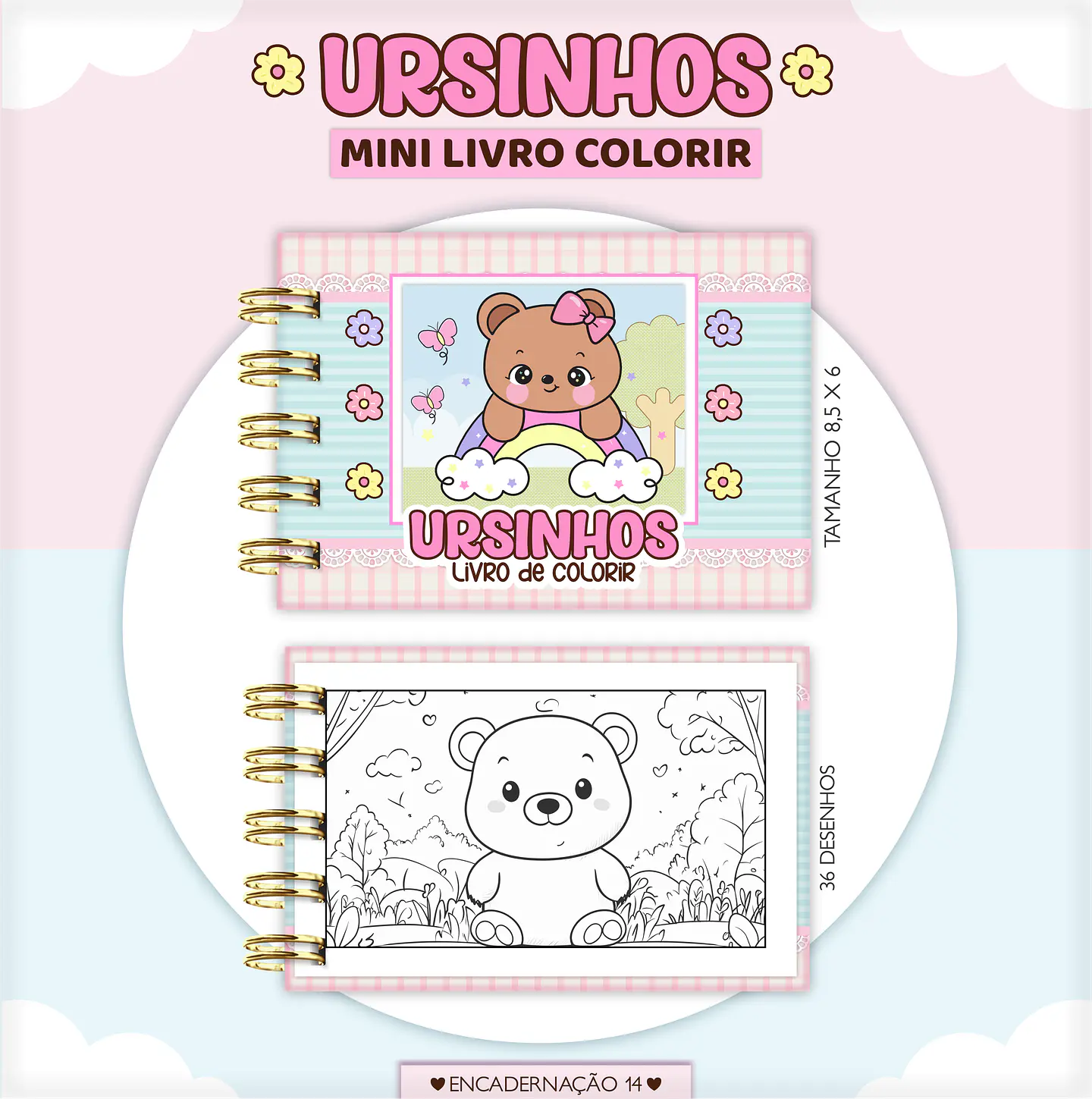 Arquivo Mini Livrinho de Colorir Ursinhas - Lina 1