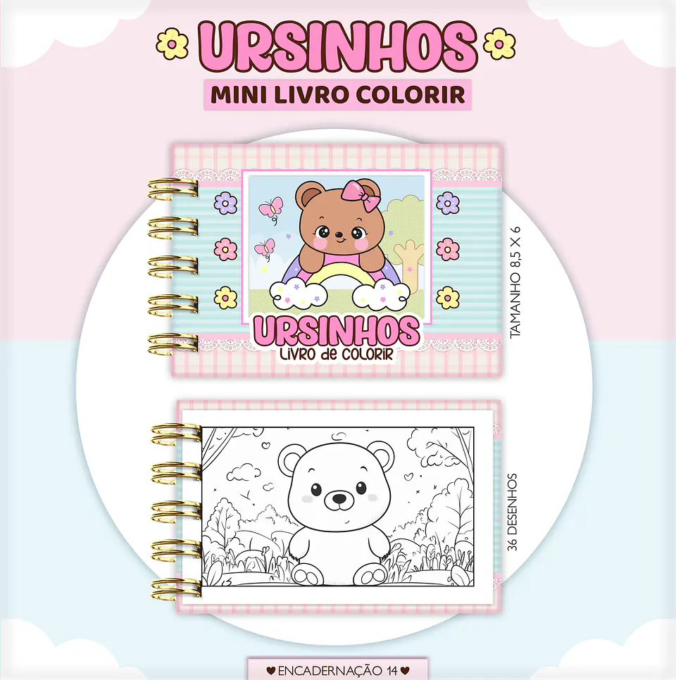 Arquivo Mini Livrinho de Colorir Ursinhas - Lina 1