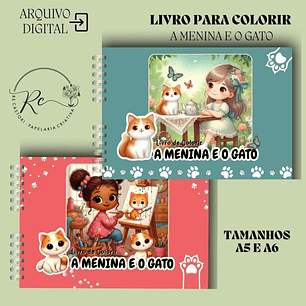 Arquivo Livro de Colorir A Menina e o Gato - Rê Castori