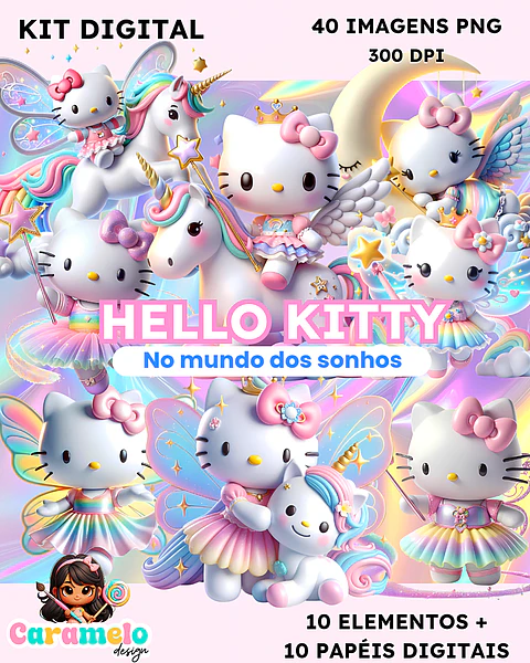 Kit Digital Hello Kitty no Mundo dos Sonhos - Caramelo