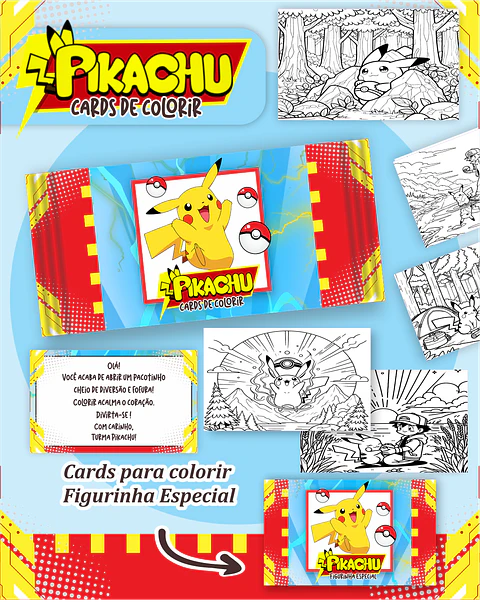 Arquivo Big Card de Colorir Pikachu - PAMELLA
