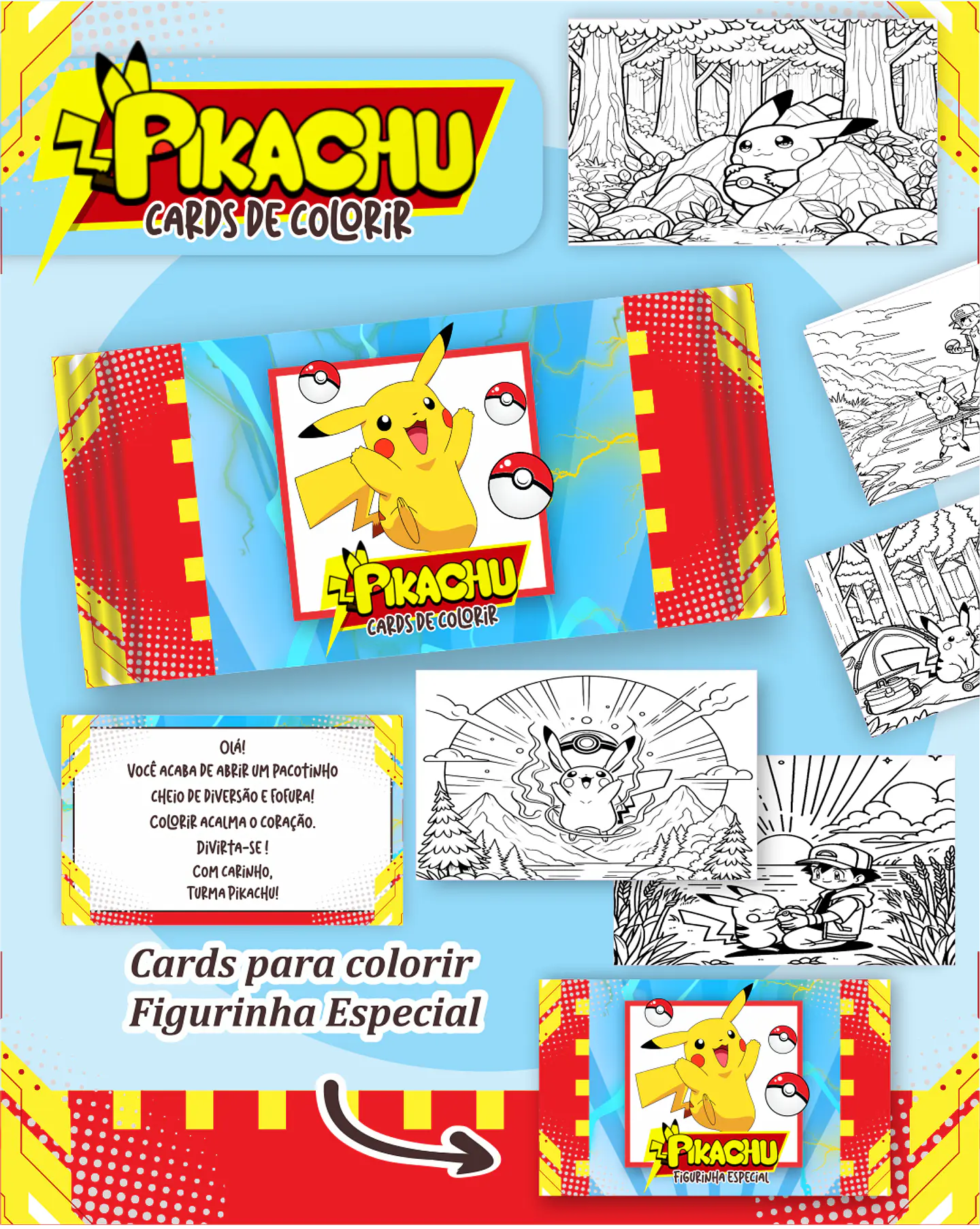 Arquivo Big Card de Colorir Pikachu - PAMELLA 1