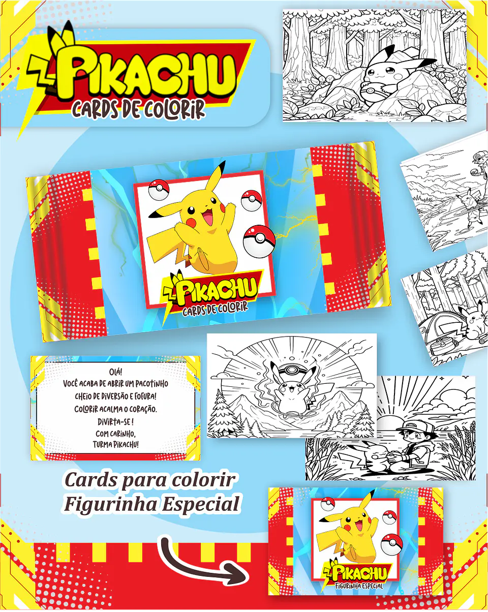 Arquivo Big Card de Colorir Pikachu - PAMELLA 1