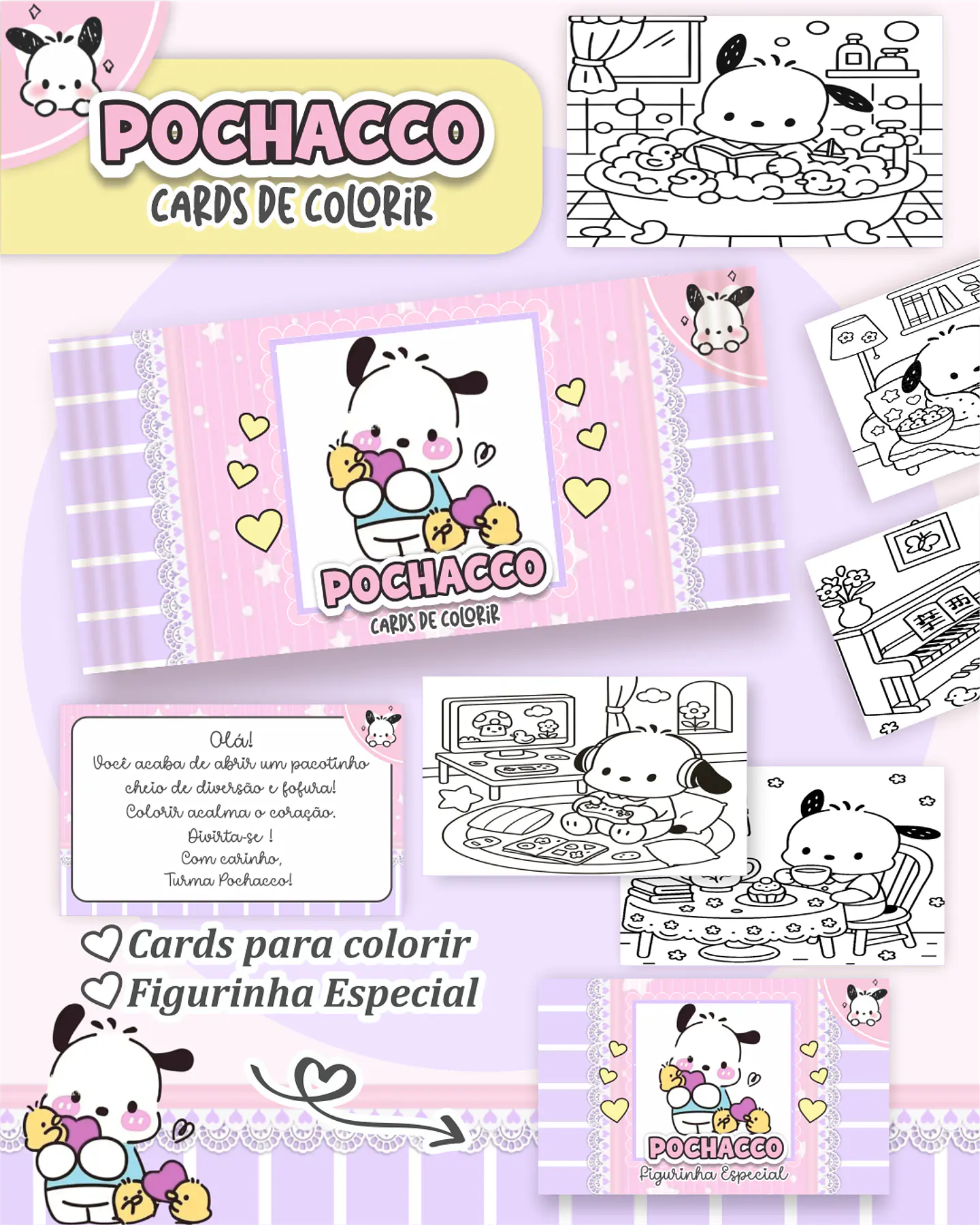 Arquivo Big Card de Colorir Pochacco - PAMELLA 1
