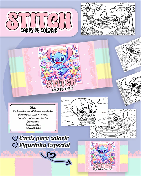 Arquivo Big Card de Colorir Stitch menina- PAMELLA
