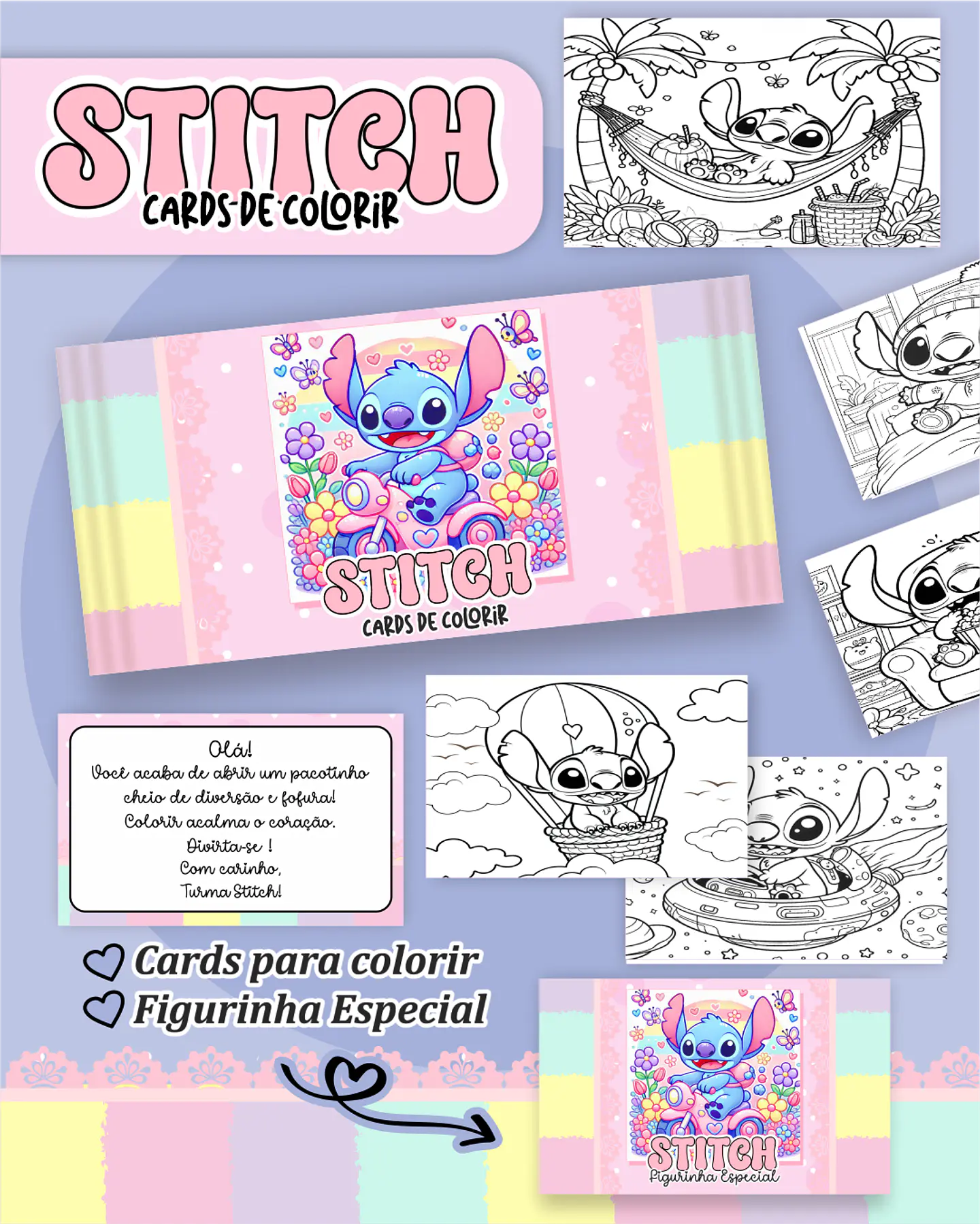 Arquivo Big Card de Colorir Stitch menina- PAMELLA 1