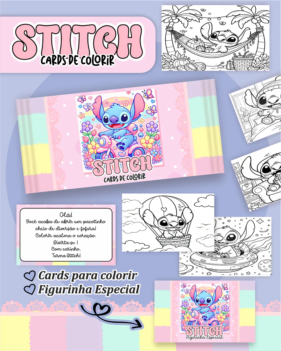 Arquivo Big Card de Colorir Stitch menina- PAMELLA 1