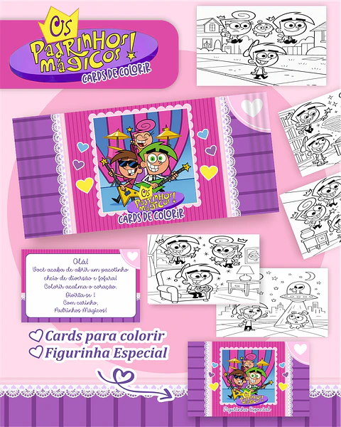 Arquivo Big Card de Colorir Padrinhos mágicos - PAMELLA