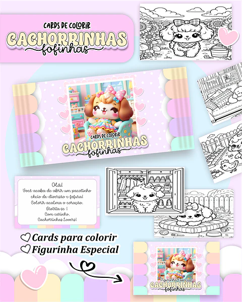 Arquivo Big Card de Colorir Cachorrinhas fofinhas - PAMELLA