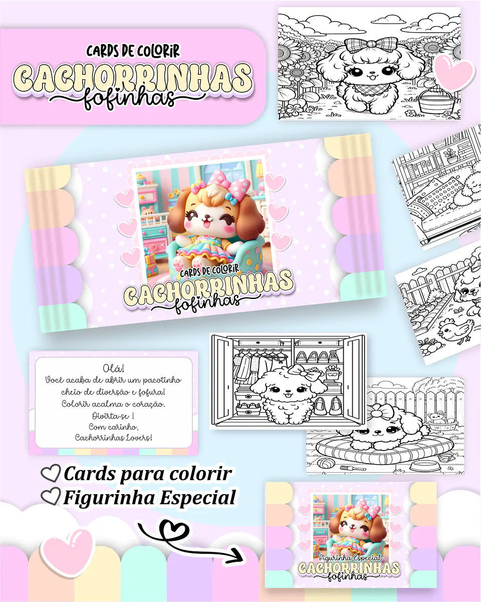 Arquivo Big Card de Colorir Cachorrinhas fofinhas - PAMELLA 1