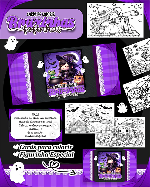 Arquivo Big Card de Colorir Bruxinhas fofinhas - PAMELLA