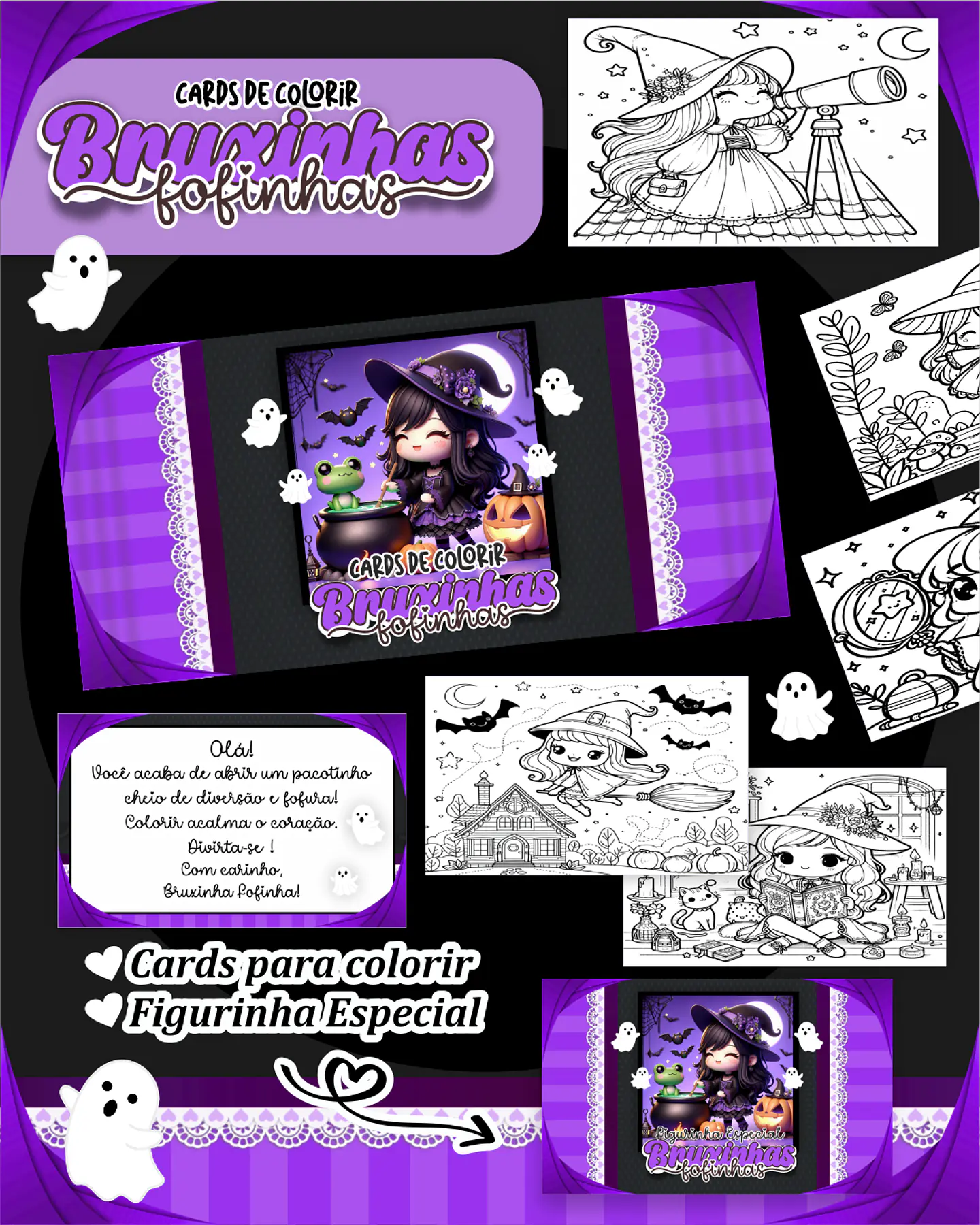 Arquivo Big Card de Colorir Bruxinhas fofinhas - PAMELLA 1
